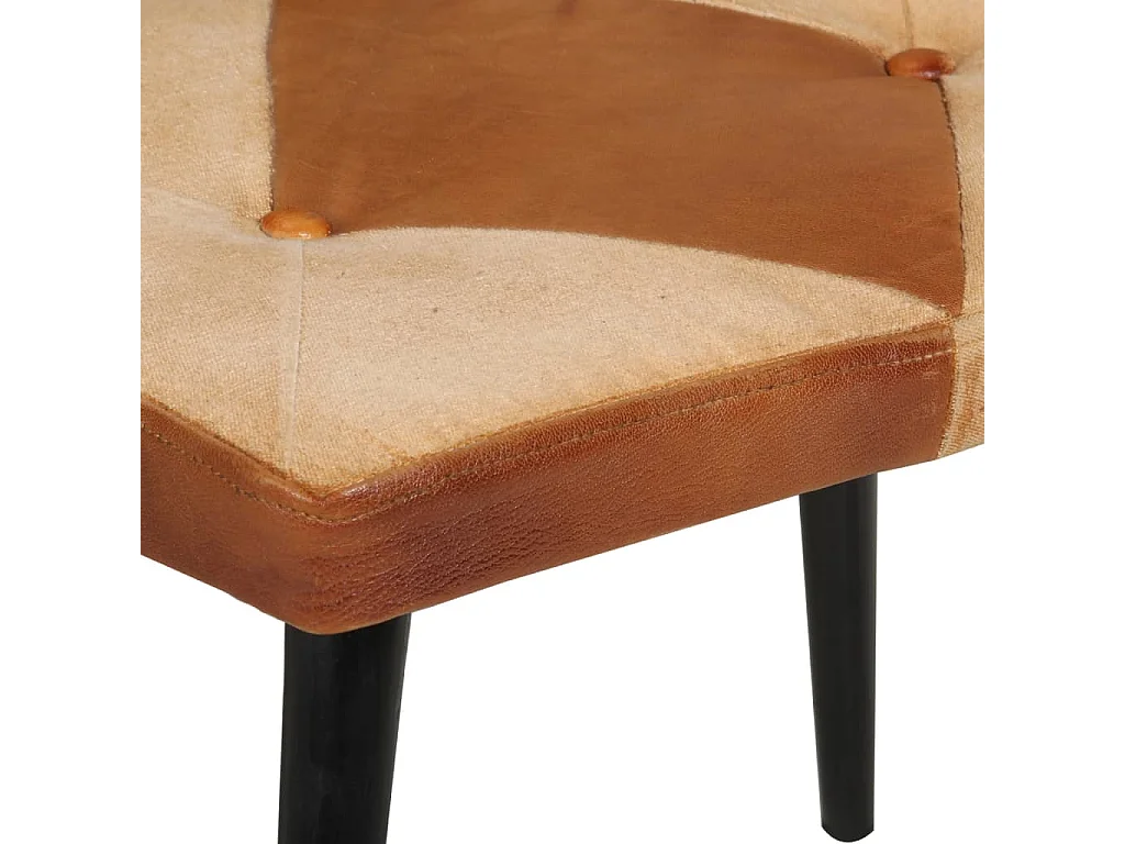 Sedia a Dondolo con Poggiapiedi Marrone in Vera Pelle e Tela