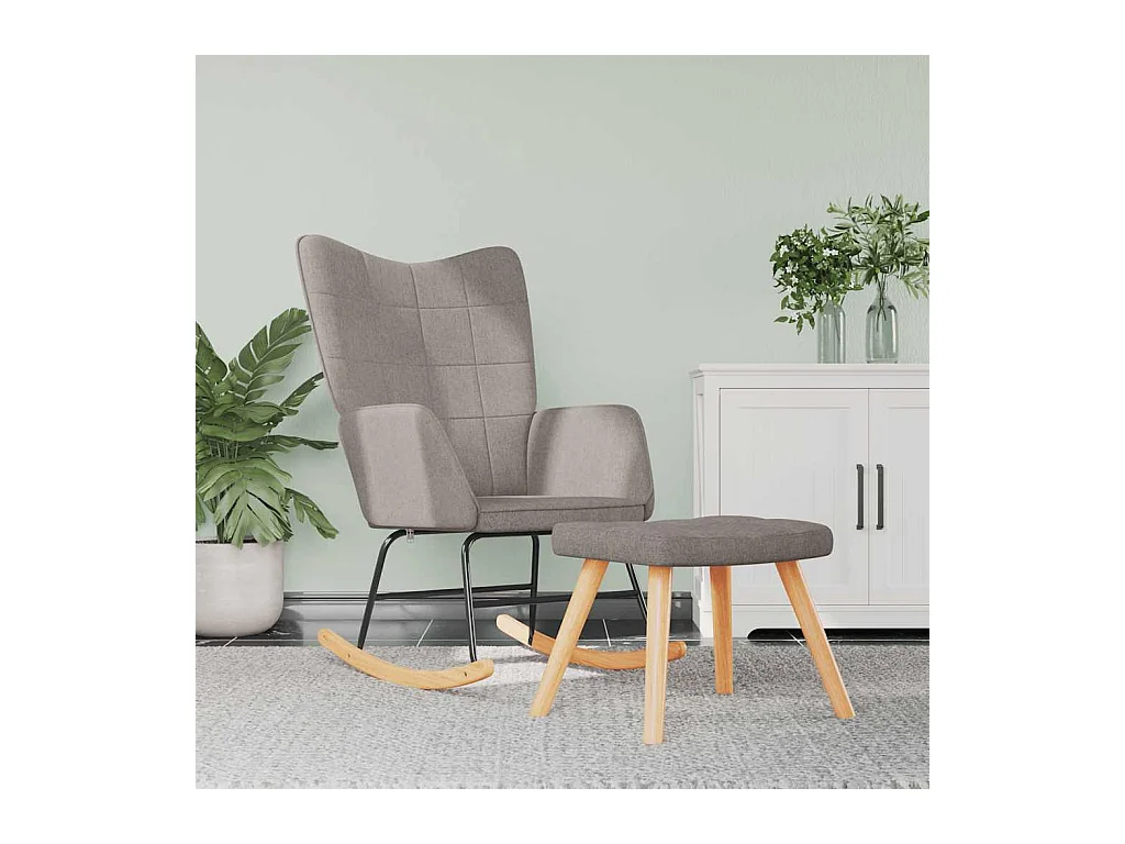 Chaise à bascule avec tabouret Taupe Tissu