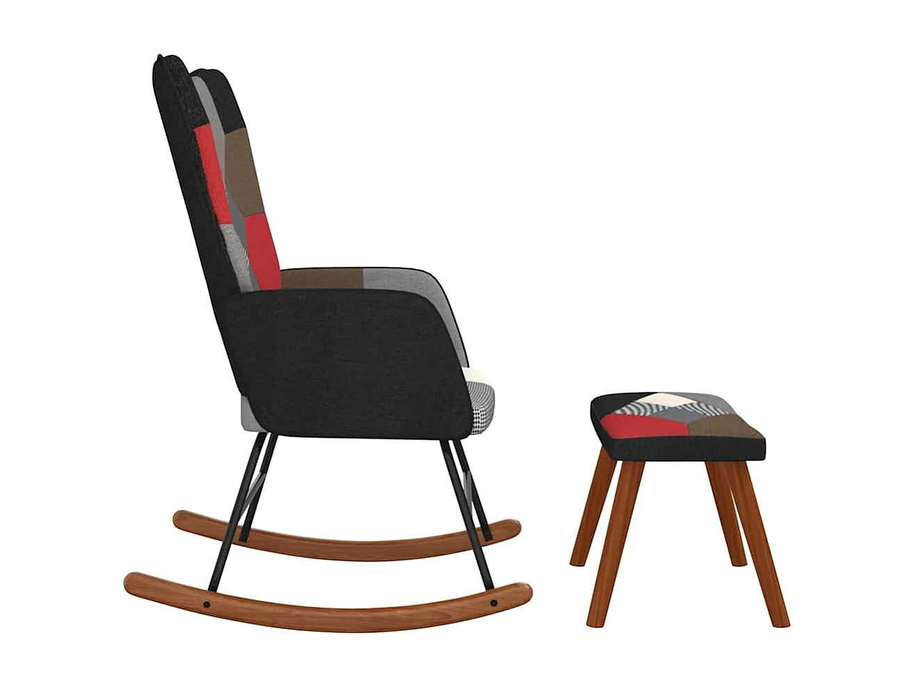 Mecedora con taburete tela patchwork