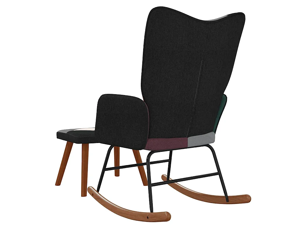 Schaukelstuhl mit Hocker Patchwork Stoff
