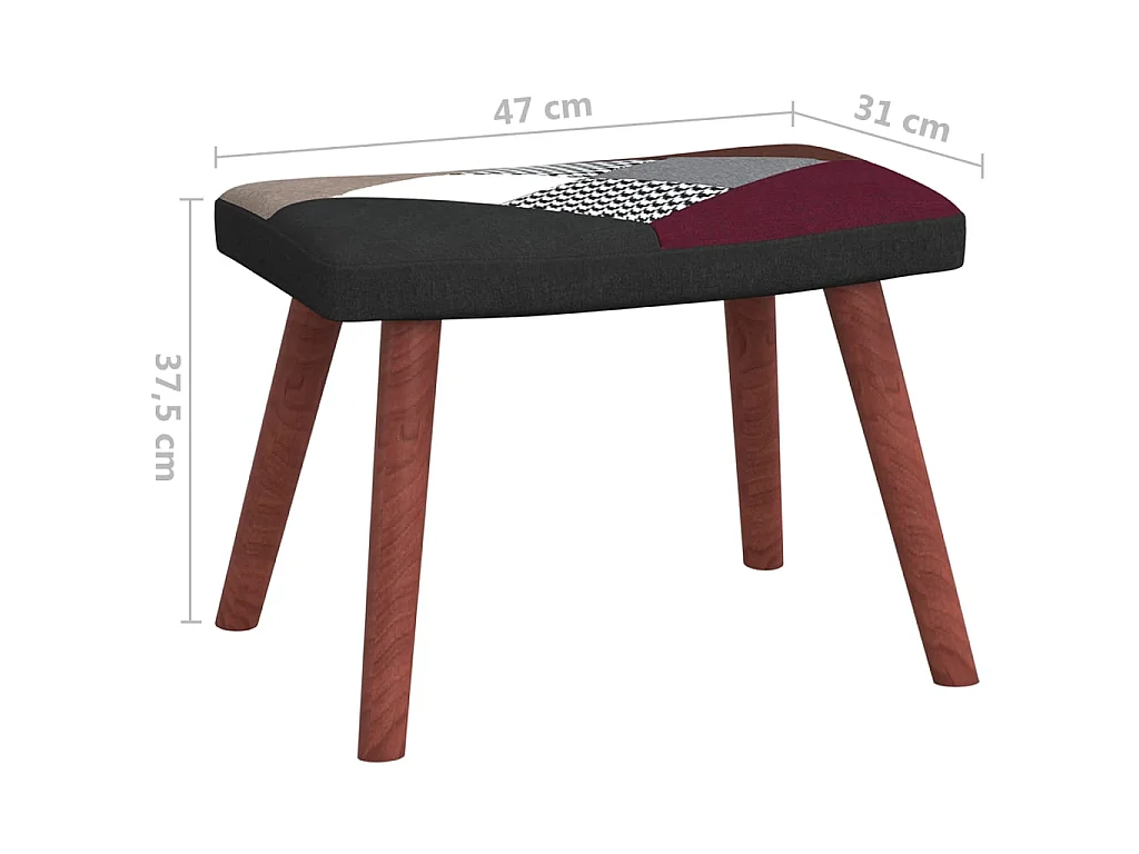 Schaukelstuhl mit Hocker Patchwork Stoff