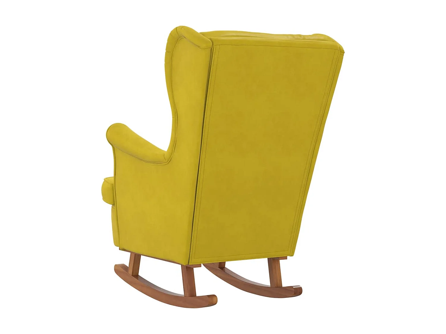 Fauteuil à bascule à oreilles en velours jaune bois massif