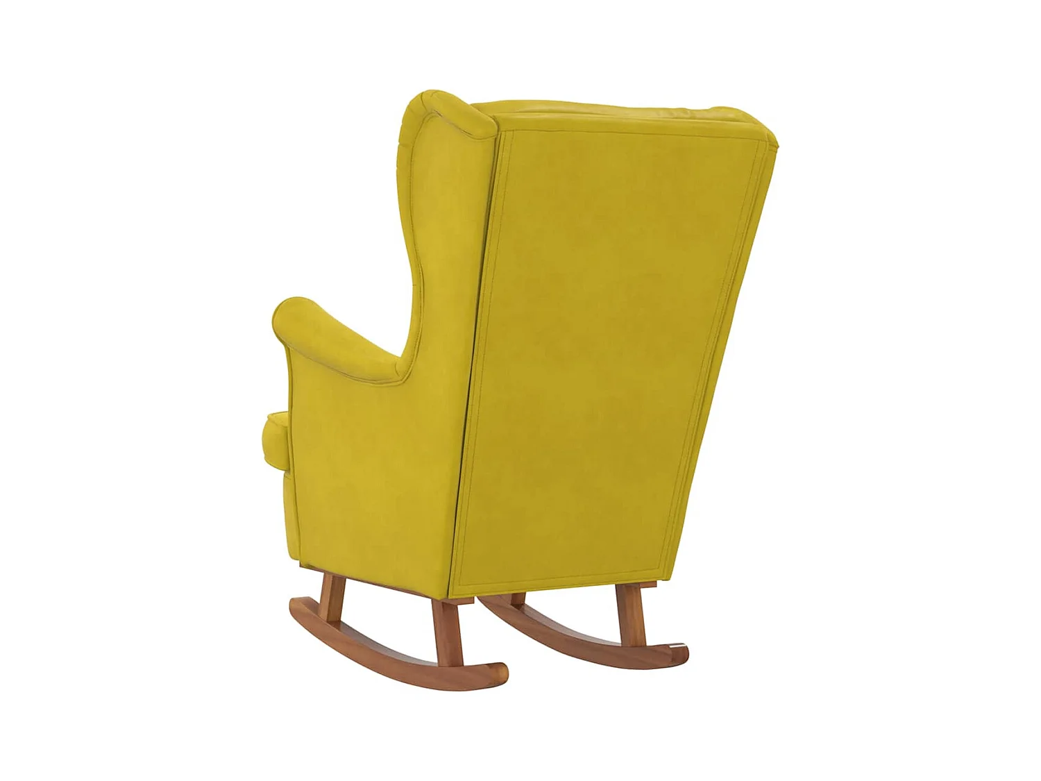 Fauteuil à bascule à oreilles en velours jaune bois massif