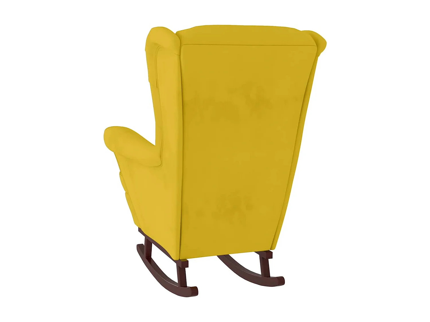 Fauteuil à bascule à oreilles en velours jaune bois massif