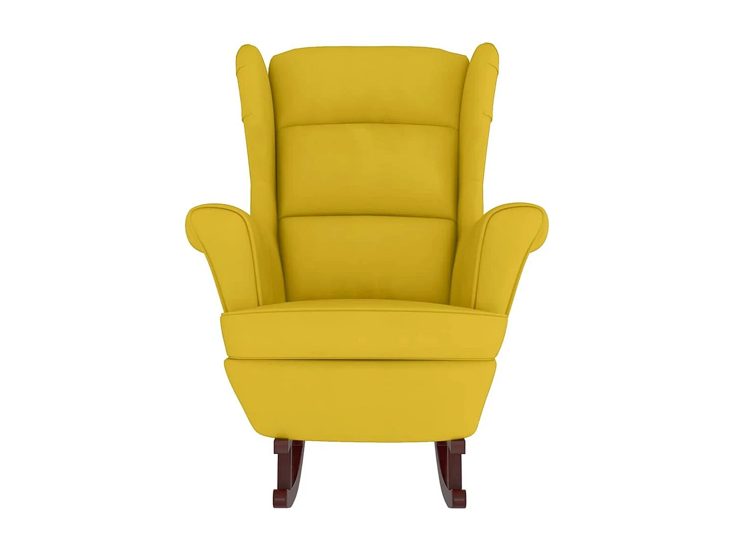 Fauteuil à bascule à oreilles en velours jaune bois massif