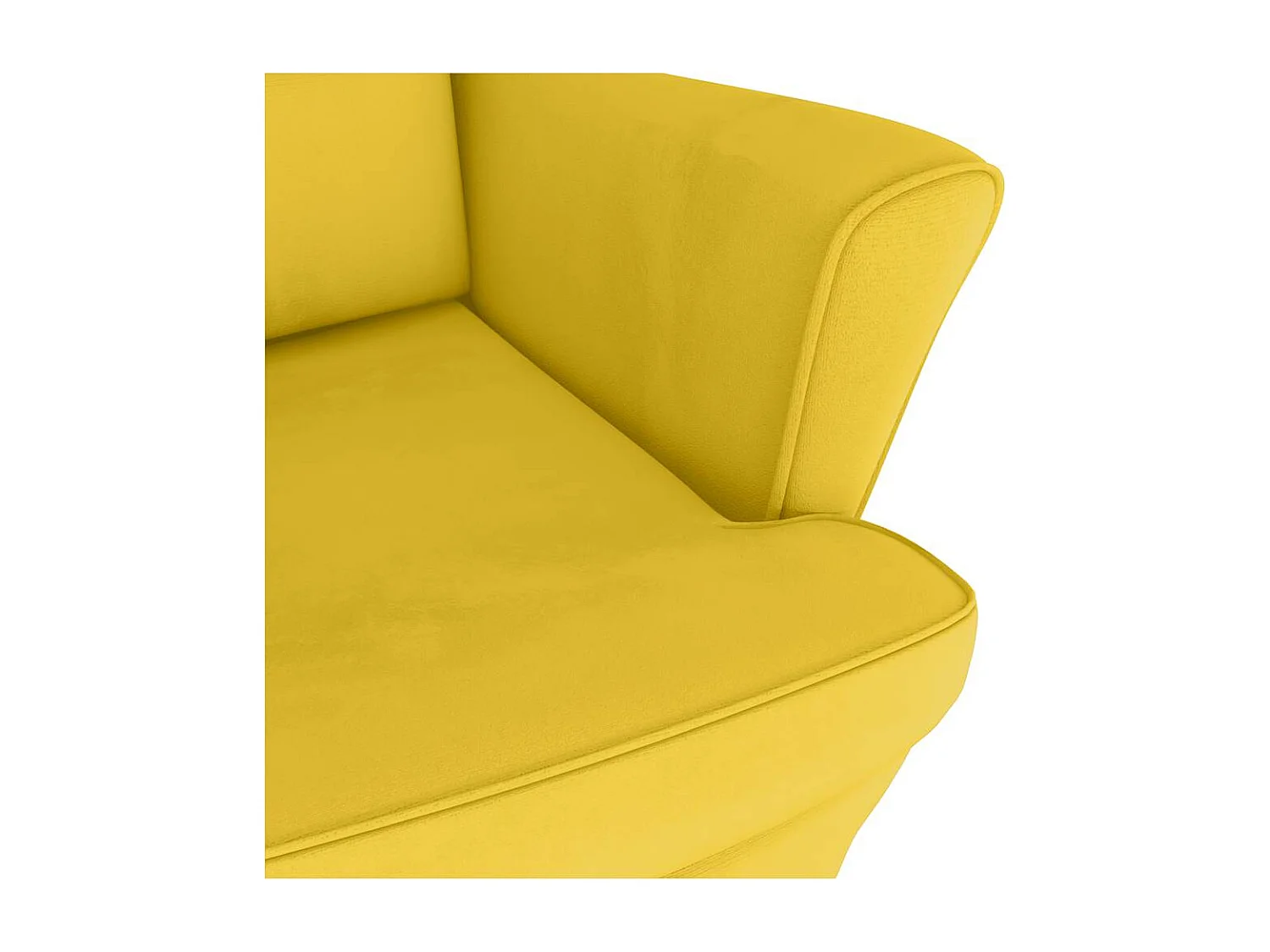 Fauteuil à bascule à oreilles en velours jaune bois massif