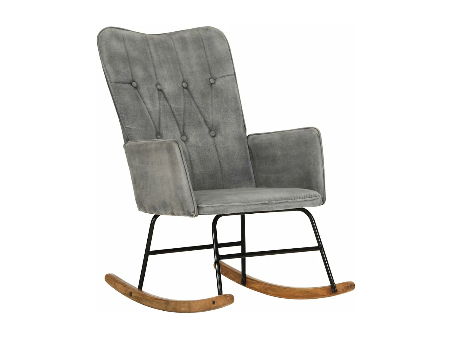 Silla mecedora de lona vintage gris