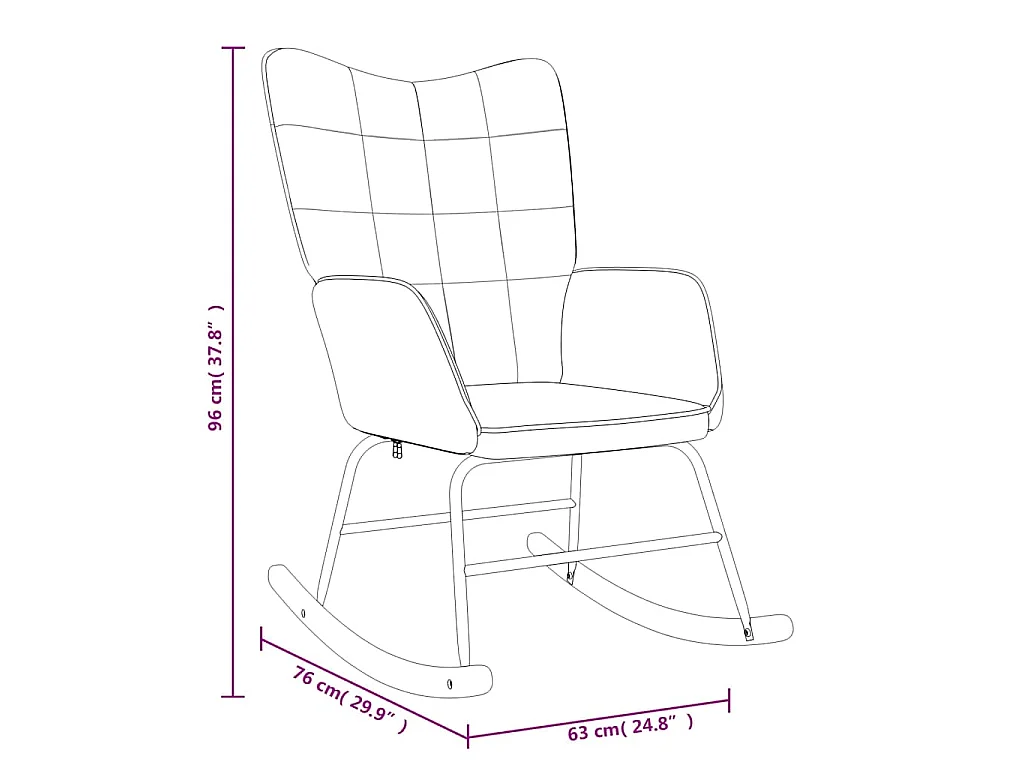 Chaise à bascule avec tabouret Gris clair Tissu