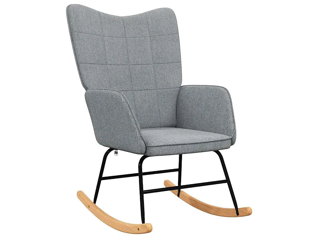 Chaise à bascule avec tabouret Gris clair Tissu