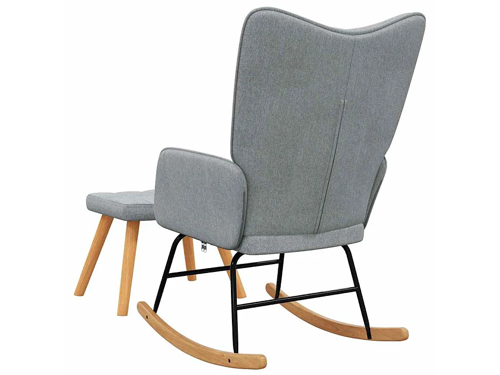 Chaise à bascule avec tabouret Gris clair Tissu