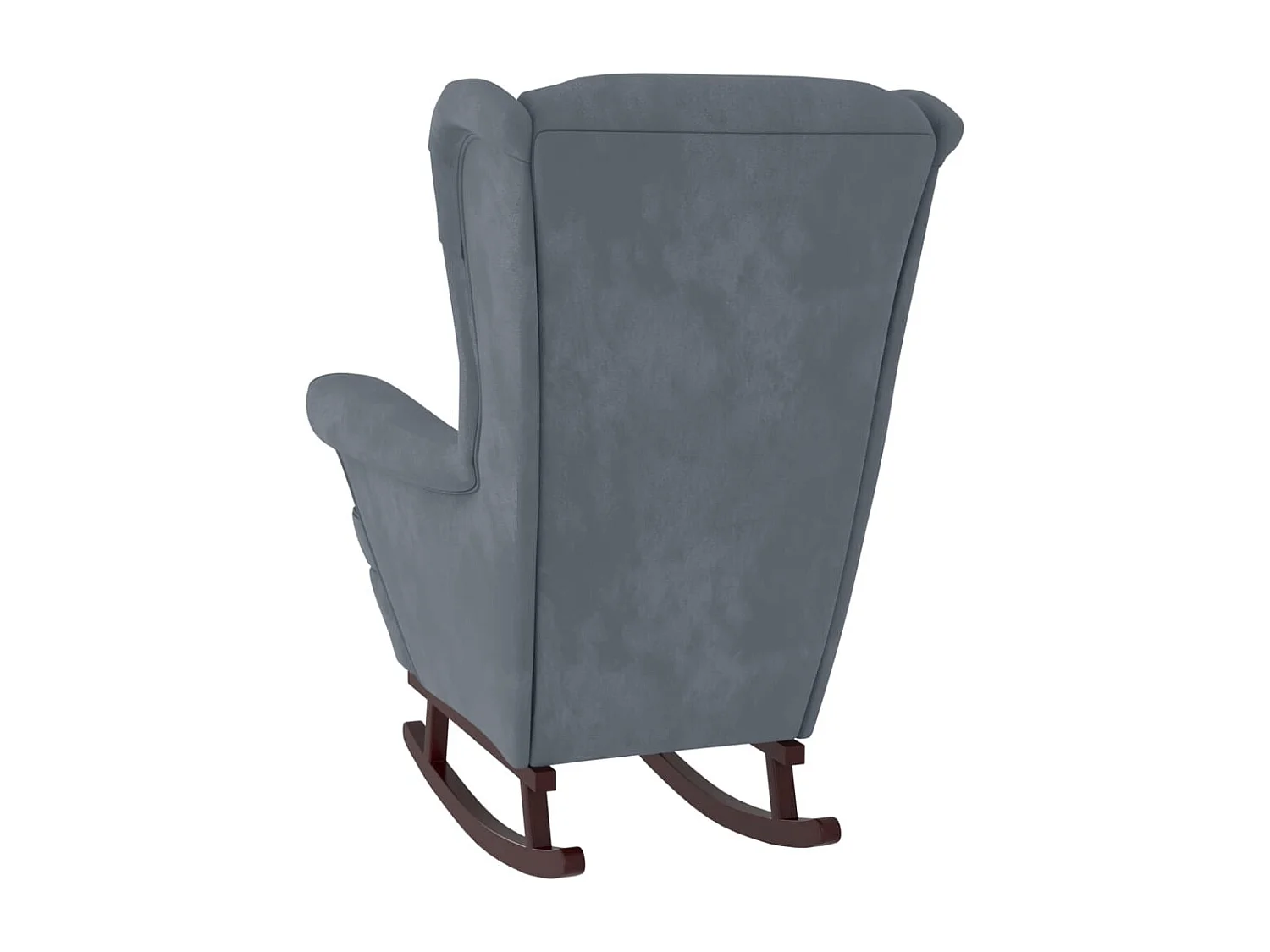 Fauteuil à bascule à oreilles en velours gris foncé bois massif