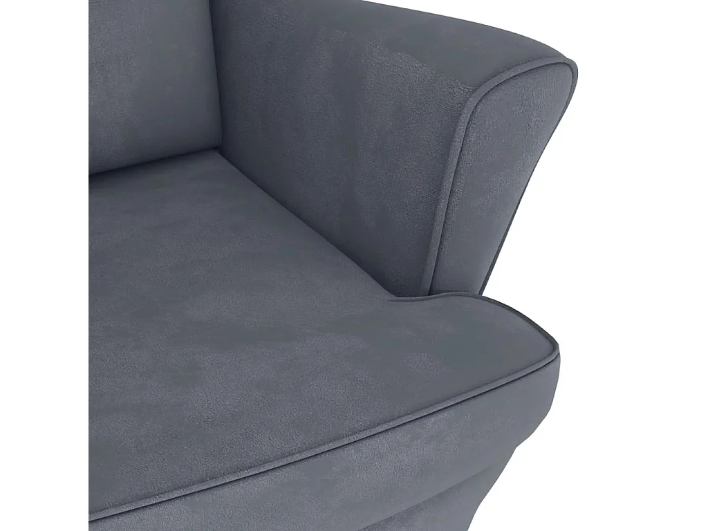 Fauteuil à bascule à oreilles en velours gris foncé bois massif