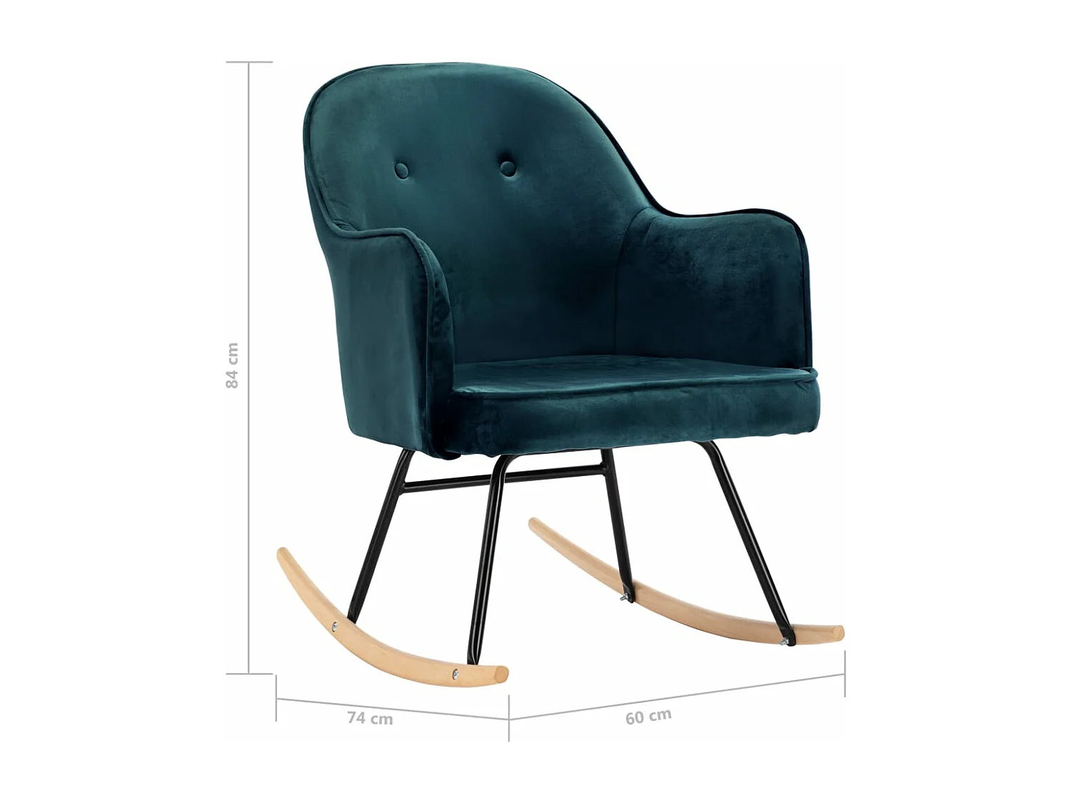 Schommelstoel fluweel blauw