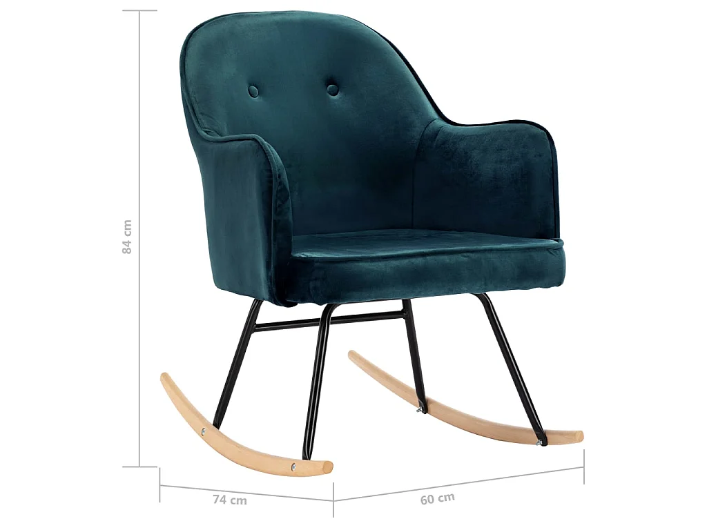 Sedia a Dondolo Blu in Velluto