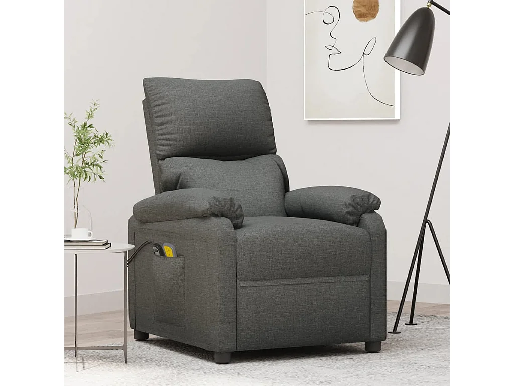Massagesessel Elektrisch Dunkelgrau Stoff