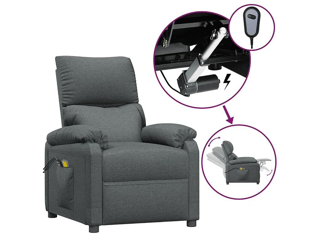 Fauteuil électrique de massage Gris foncé Tissu
