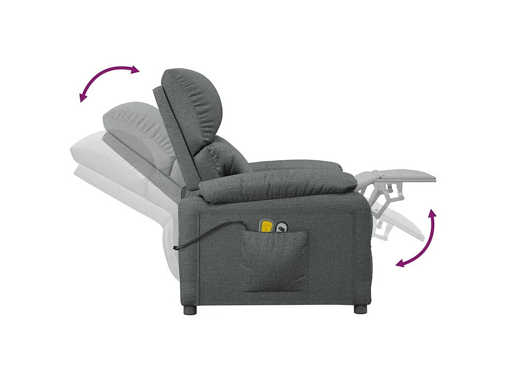 Fauteuil électrique de massage Gris foncé Tissu