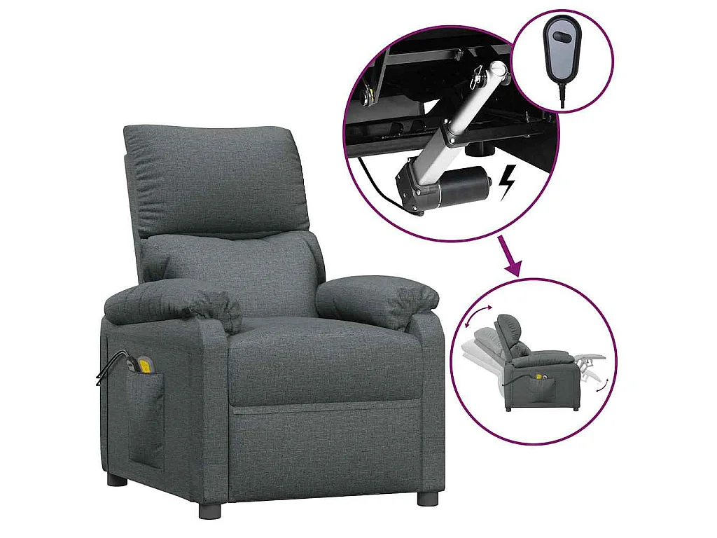 Fauteuil électrique de massage Gris foncé Tissu