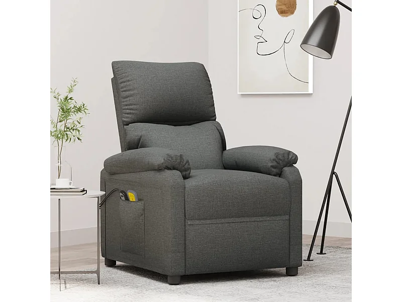 Massagesessel Elektrisch Dunkelgrau Stoff