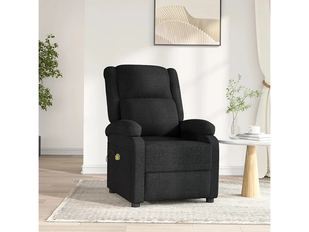 Fauteuil électrique de massage Noir Tissu