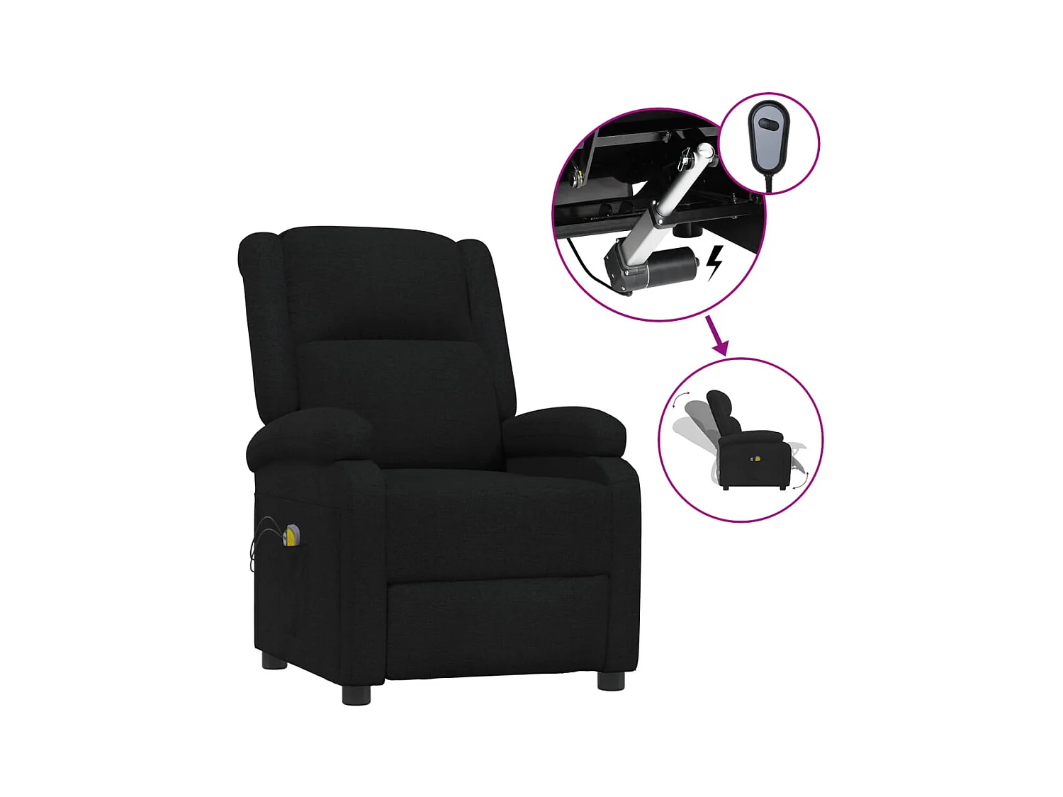 Massagestoel elektrisch stof zwart