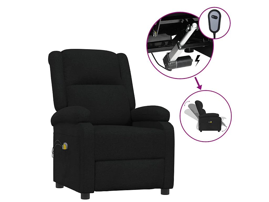 Fauteuil électrique de massage Noir Tissu