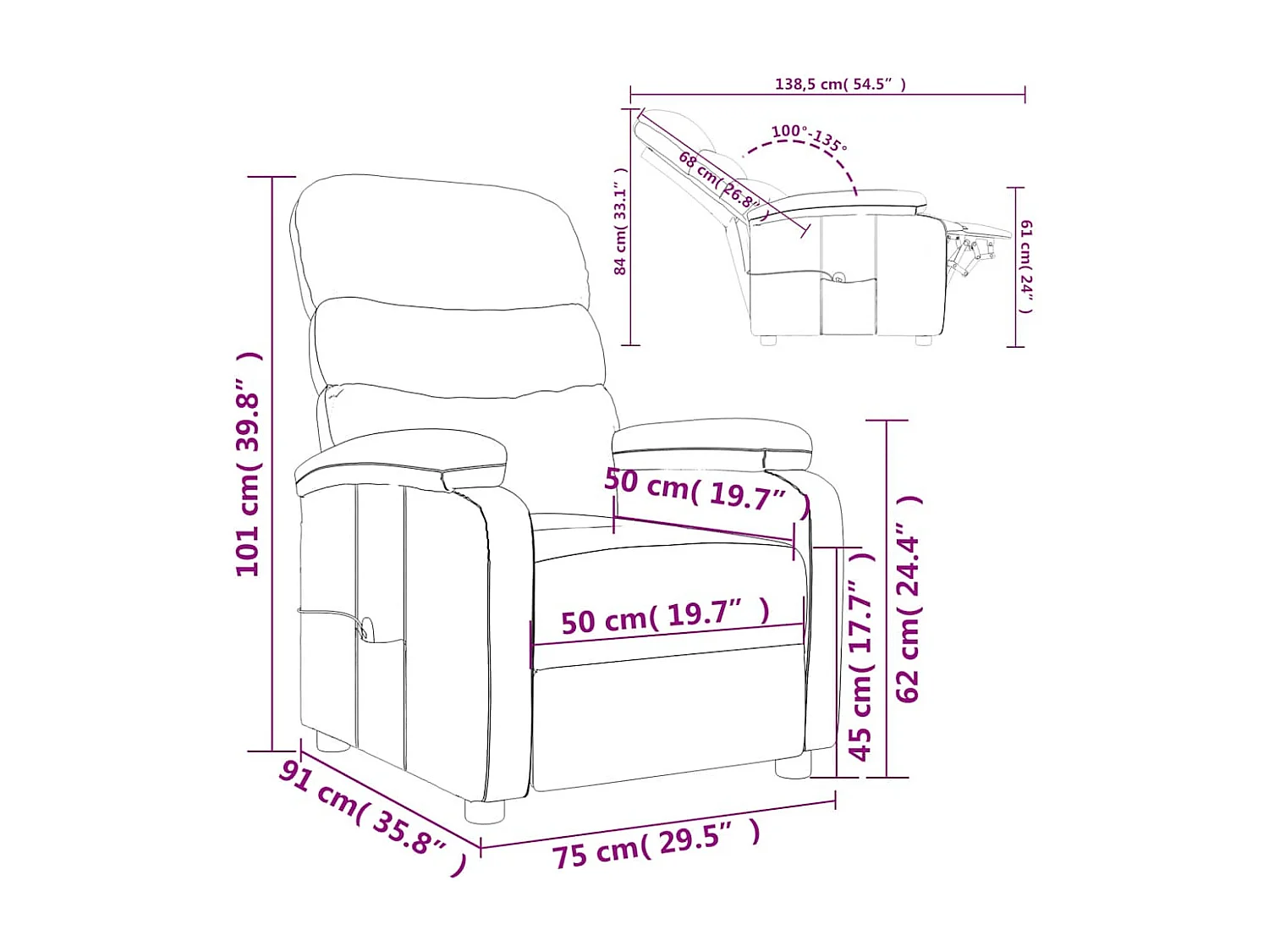Fauteuil de massage Noir Tissu