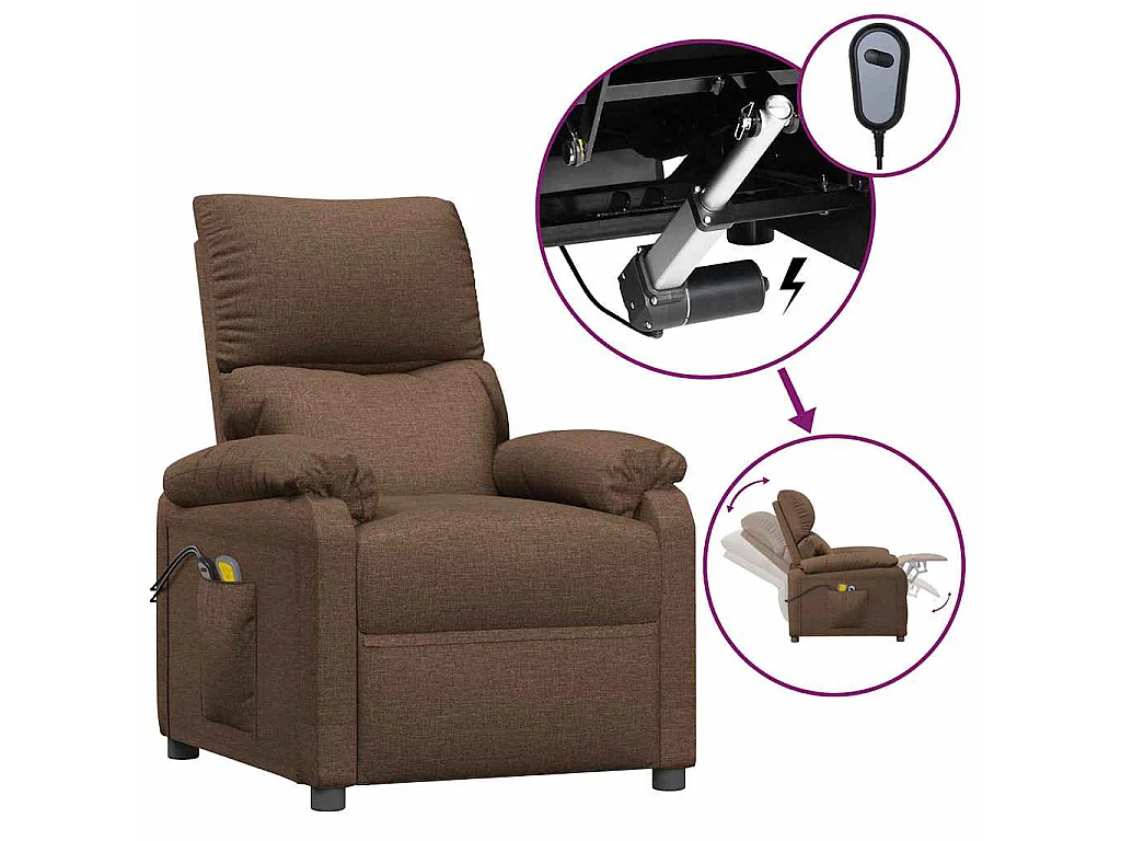 Fauteuil électrique de massage Marron Tissu