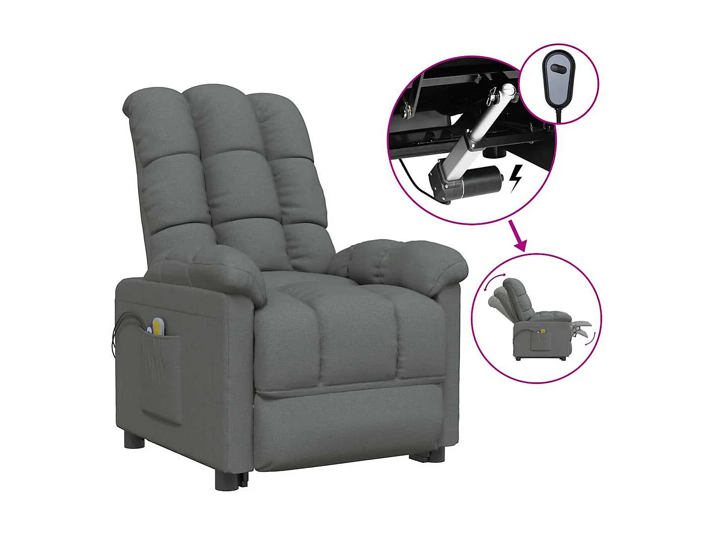 Fauteuil électrique de massage Gris foncé Tissu