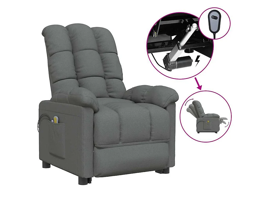 Fauteuil électrique de massage Gris foncé Tissu
