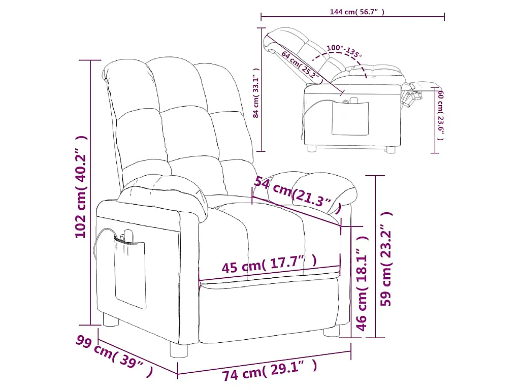 Fauteuil électrique de massage Gris foncé Tissu