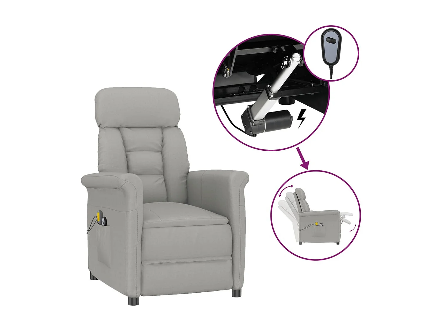 Massagesessel Elektrisch Hellgrau Wildleder-Optik