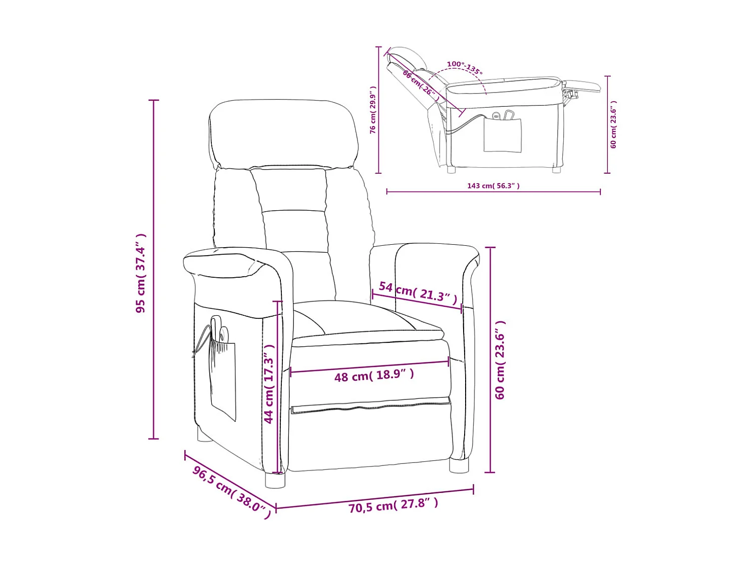 Massagesessel Elektrisch Hellgrau Wildleder-Optik