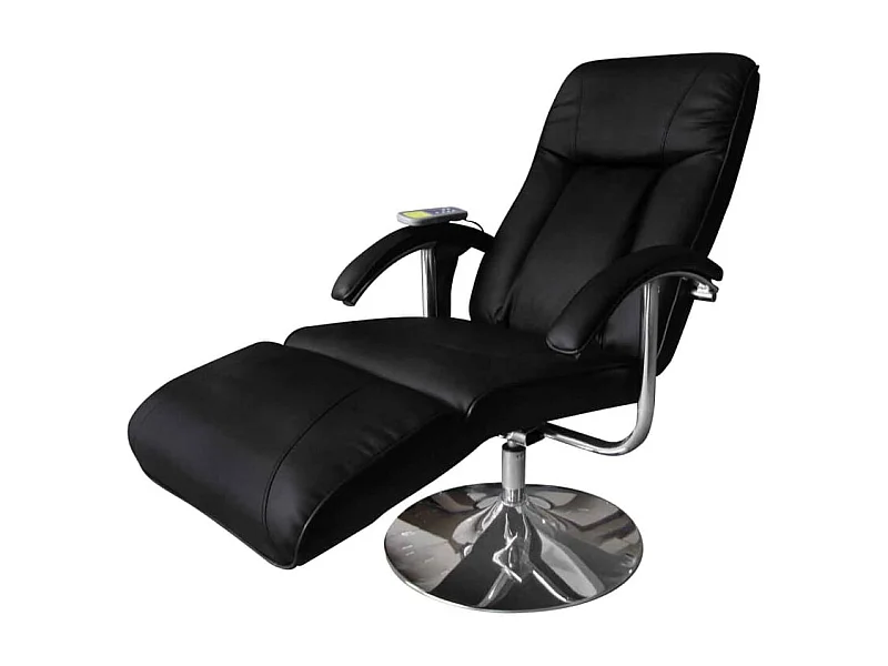 Sillón de masaje de cuero sintético negro