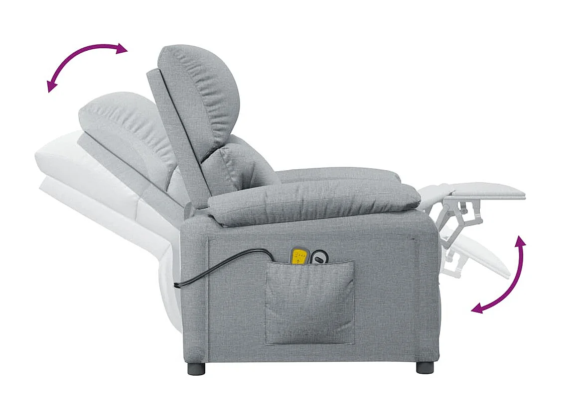 Fauteuil électrique de massage Gris clair Tissu