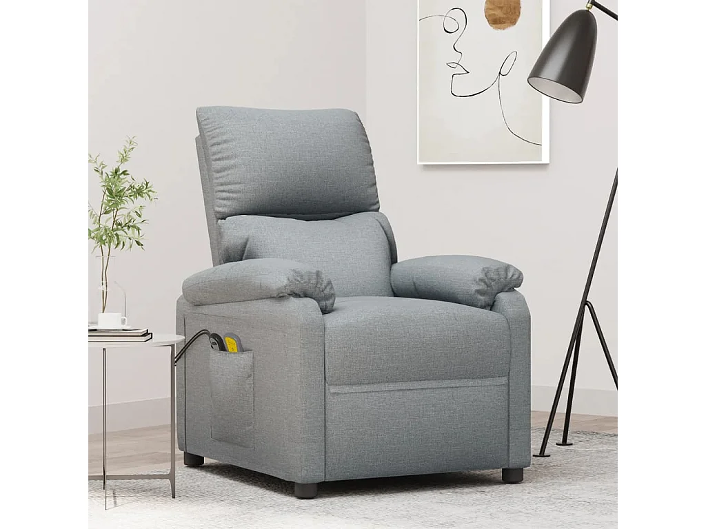 Fauteuil électrique de massage Gris clair Tissu