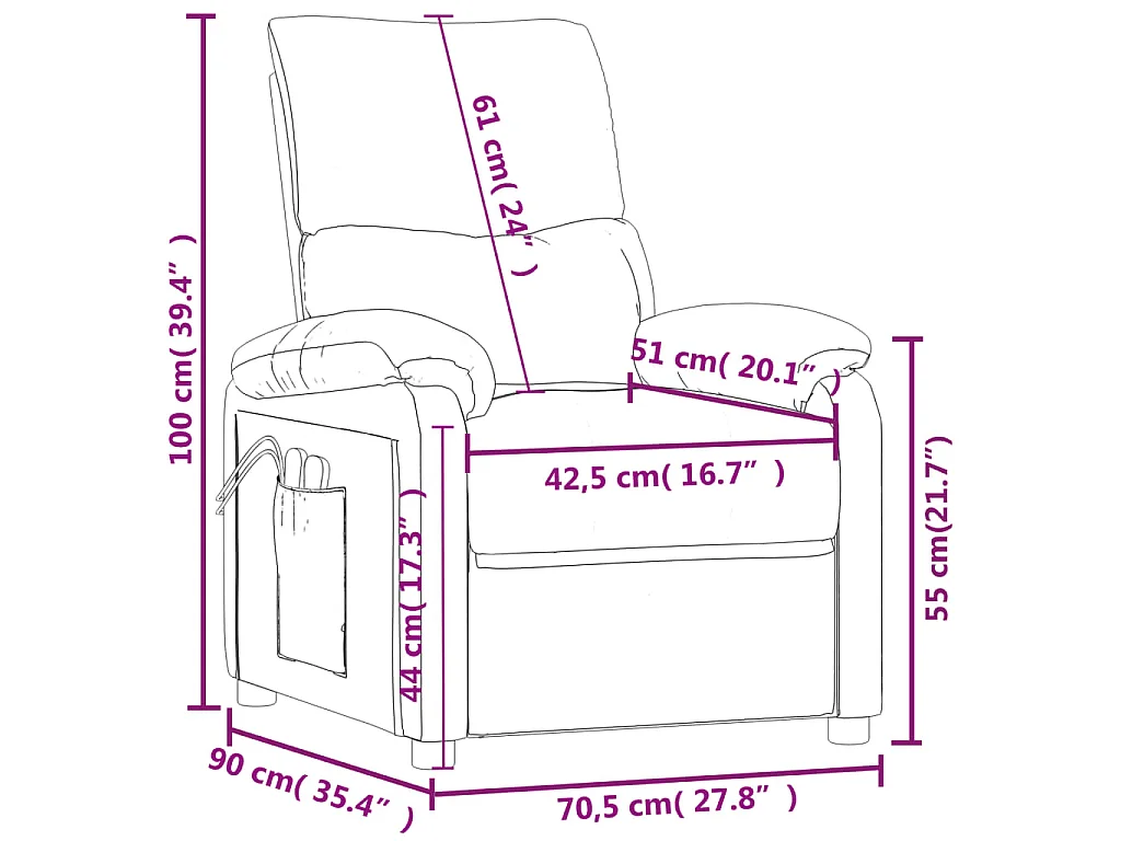 Fauteuil électrique de massage Gris clair Tissu