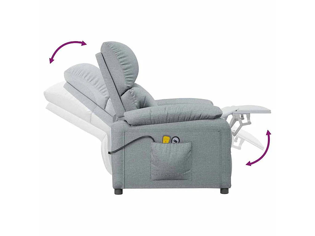 Fauteuil électrique de massage Gris clair Tissu
