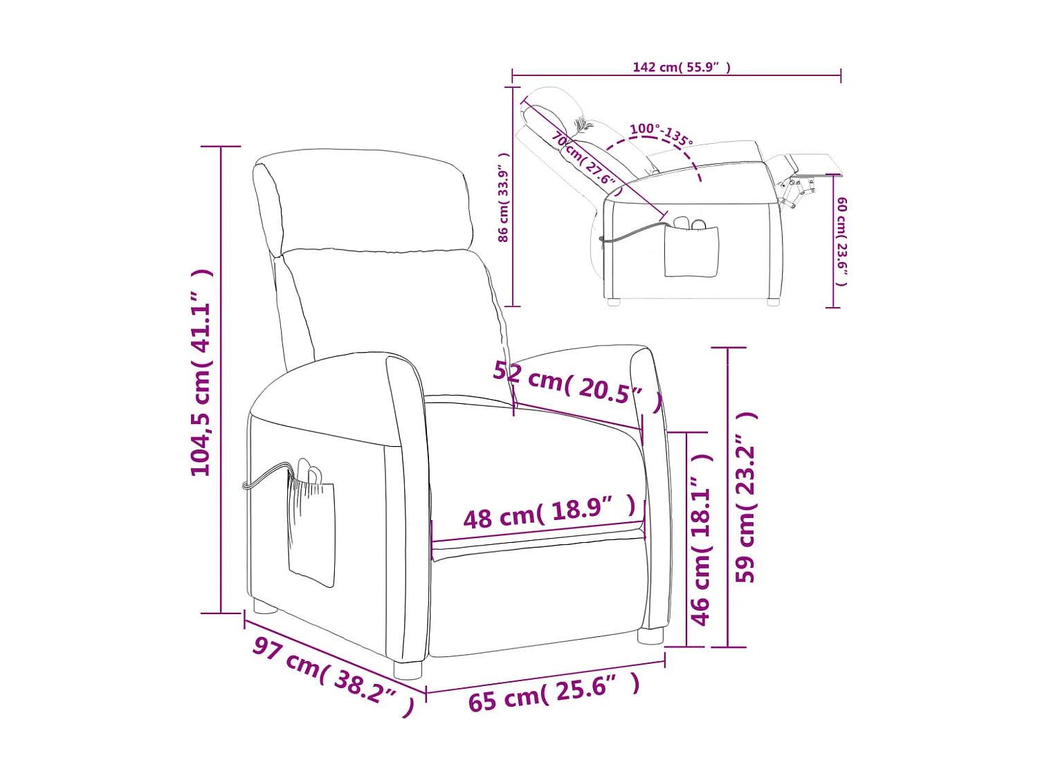 Fauteuil électrique de massage Gris foncé Tissu