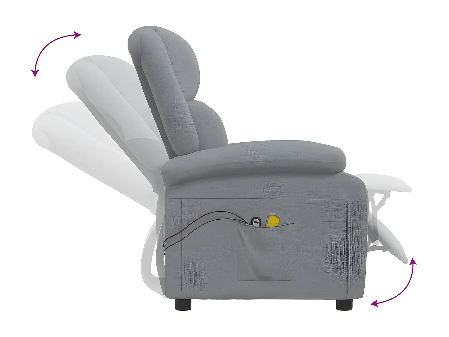 Fauteuil électrique de massage Gris clair Tissu