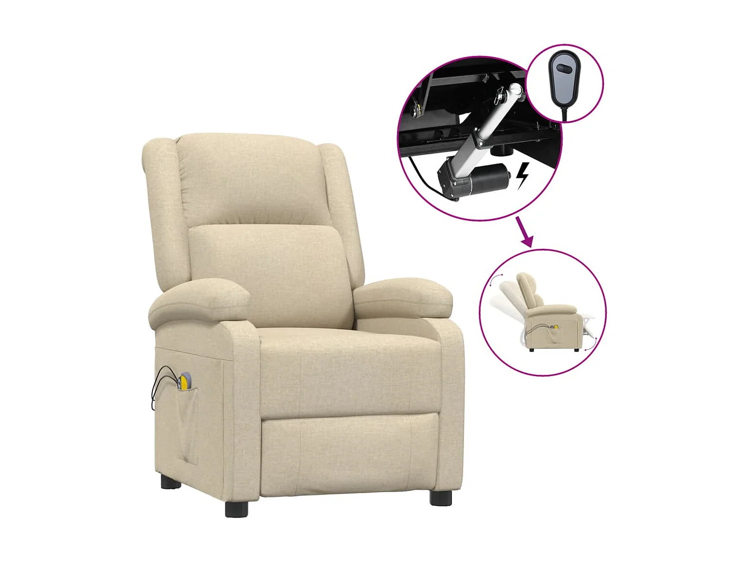 Fauteuil électrique de massage Crème Tissu
