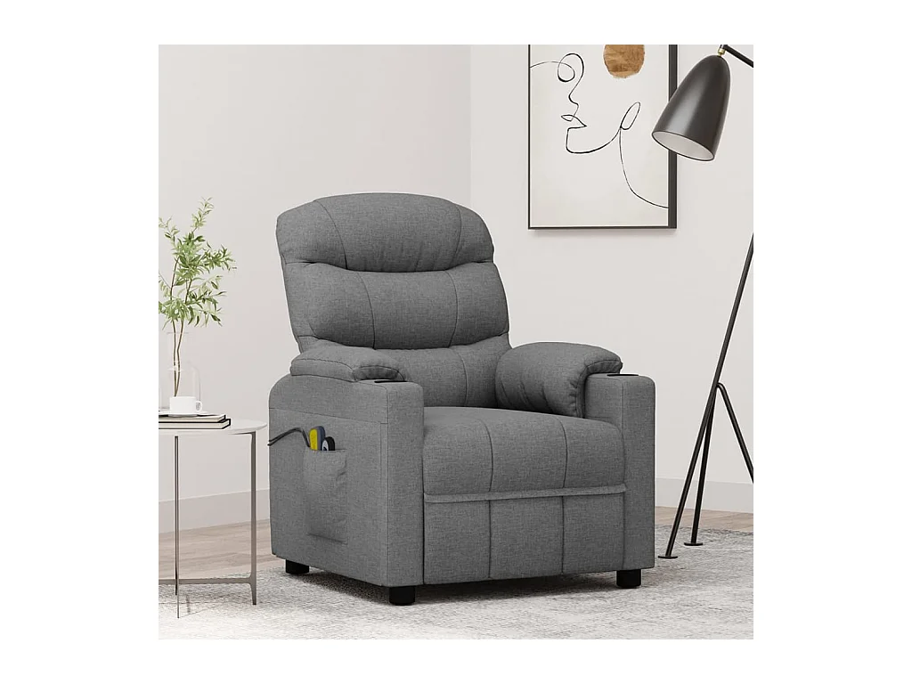Fauteuil électrique de massage Gris clair Tissu