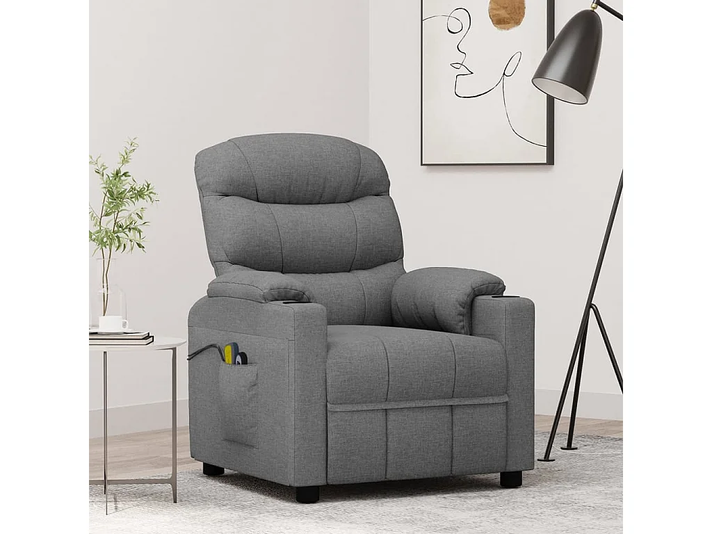 Fauteuil électrique de massage Gris clair Tissu