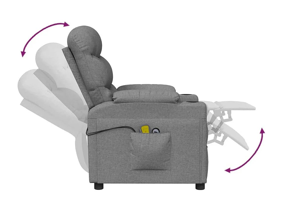 Fauteuil électrique de massage Gris clair Tissu