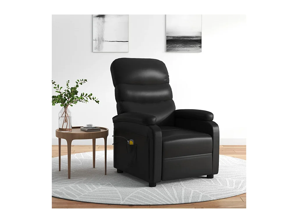 Fauteuil électrique de massage Noir Similicuir