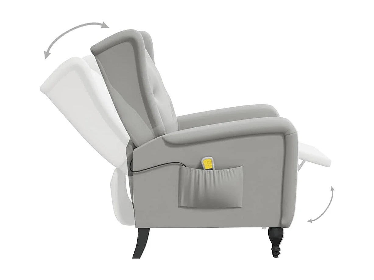 Massagesessel Hellgrau Samt