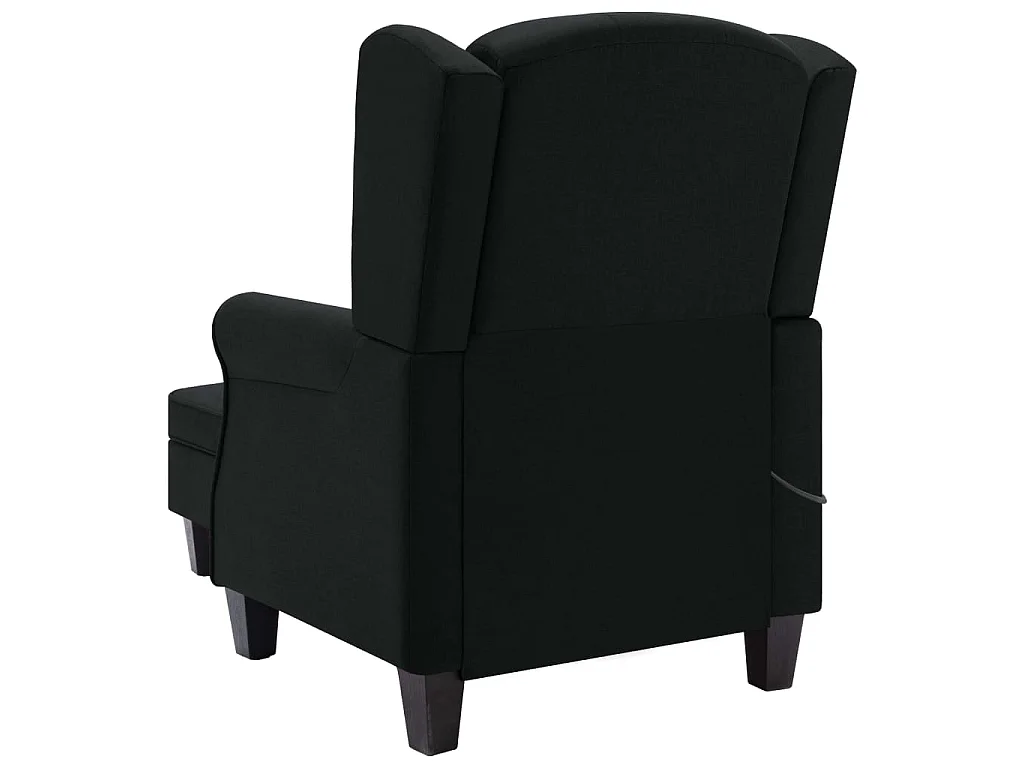 Fauteuil de massage avec repose-pied Noir Tissu