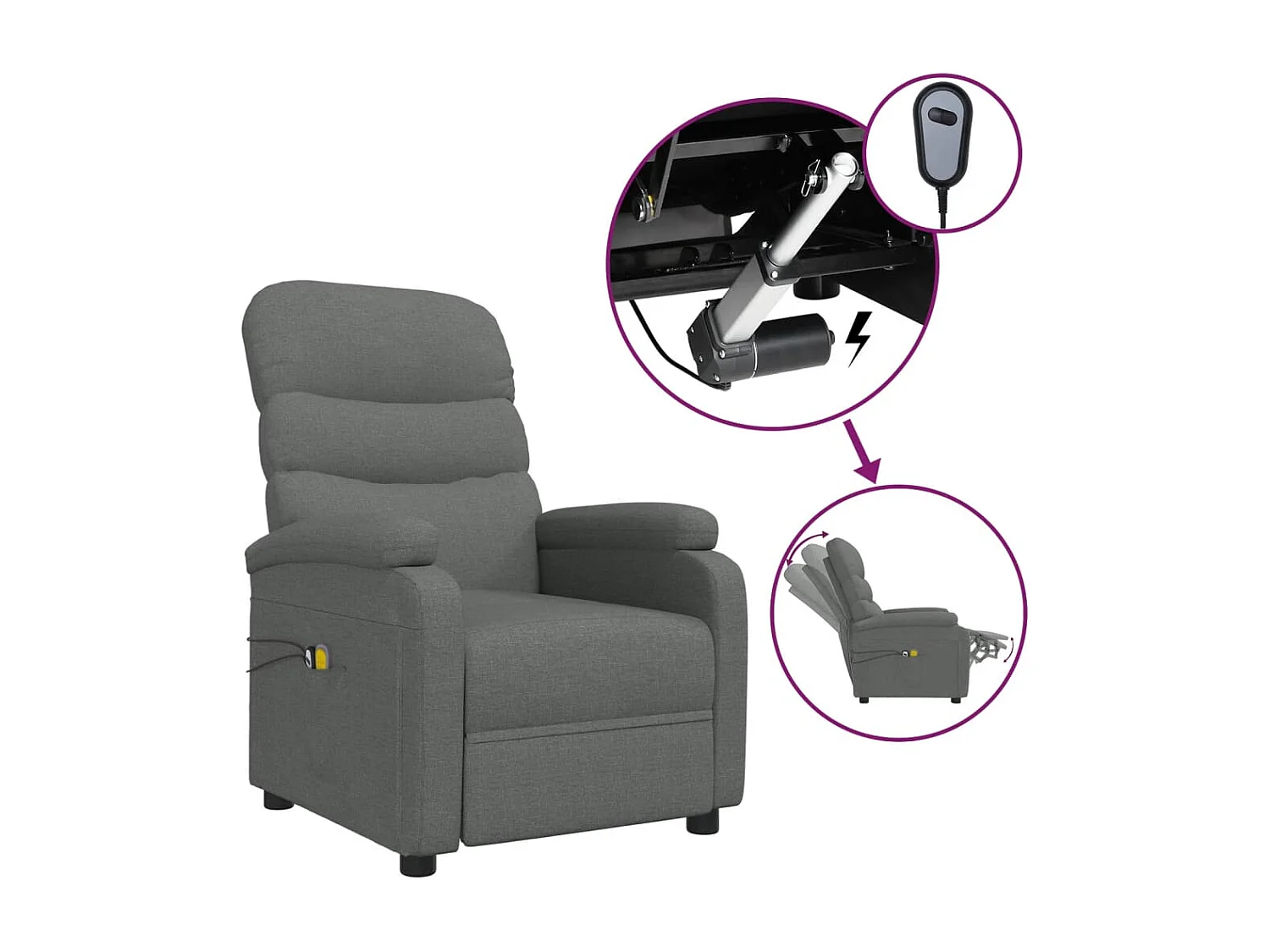 Fauteuil électrique de massage Gris foncé Tissu