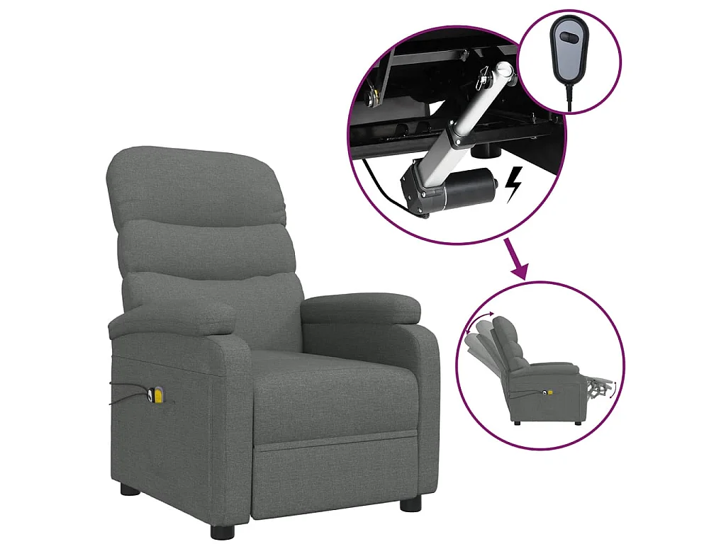 Fauteuil électrique de massage Gris foncé Tissu