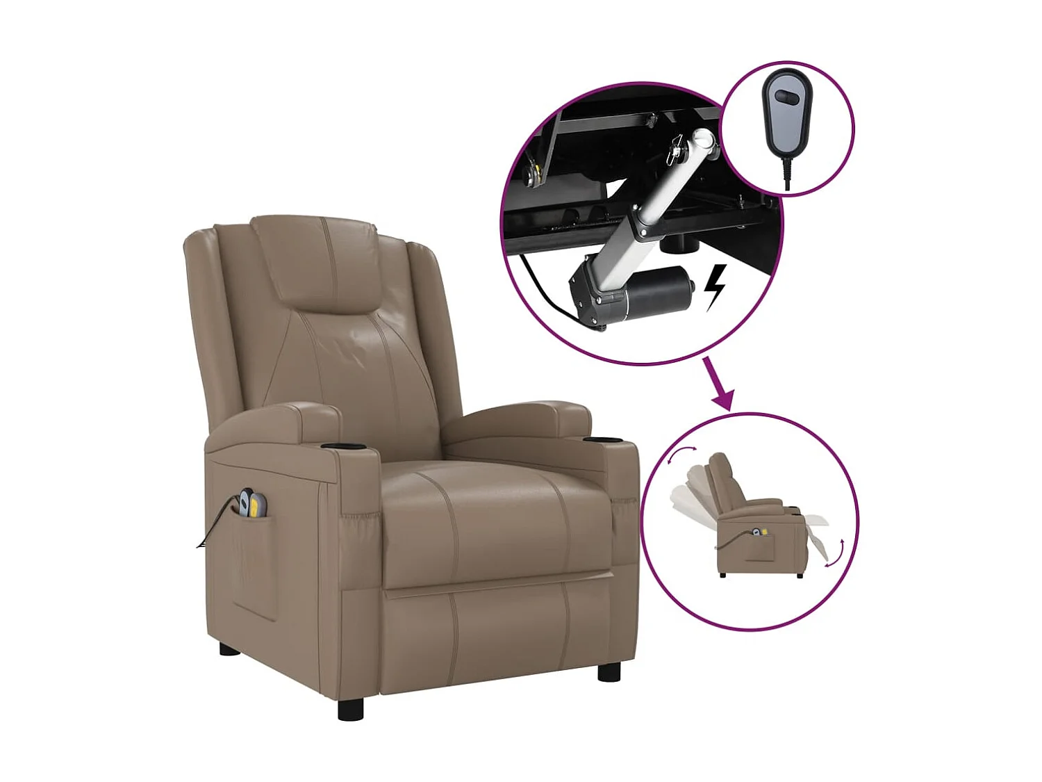 Fauteuil de massage électrique Cappuccino Similicuir